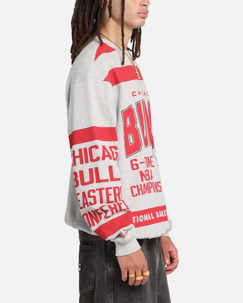 Mitchell & Ness Chicago Bulls Letterform Crewneck Grey Marle/Official Team Color thumbnail - 3