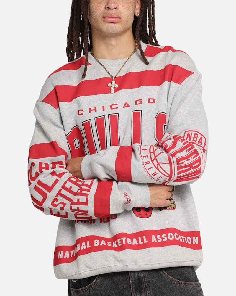 Mitchell & Ness Chicago Bulls Letterform Crewneck Grey Marle/Official Team Color thumbnail - 5