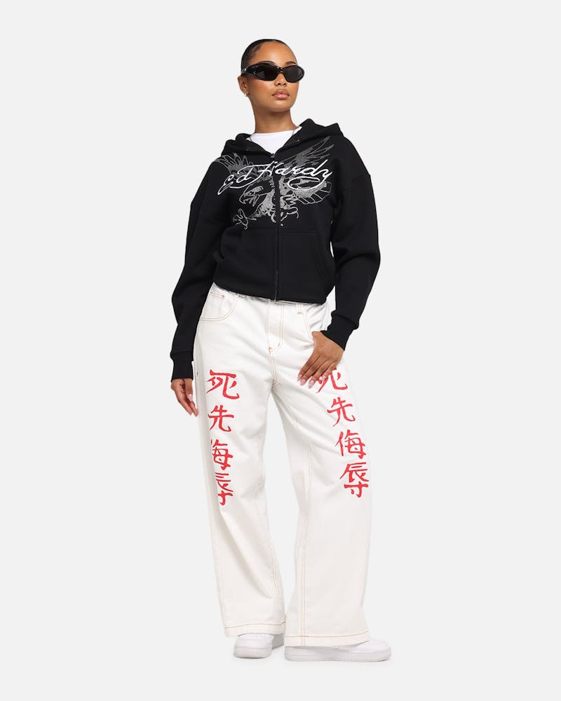 Ed Hardy Eagle Rhinestone Zip Hoodie Black thumbnail - 1