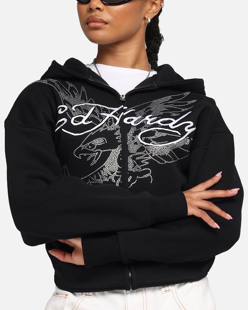 Ed Hardy Eagle Rhinestone Zip Hoodie Black thumbnail - 5