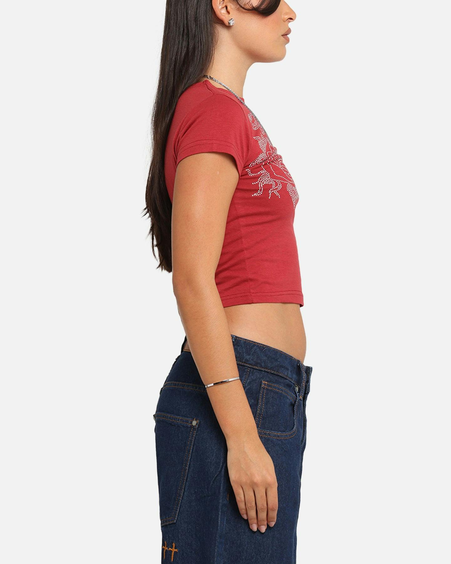 Ed Hardy Women's Rose Baby T-Shirt Red