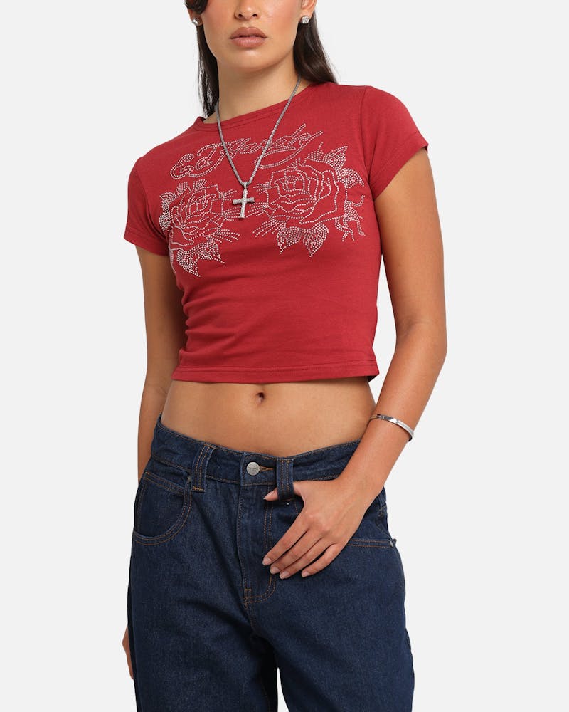 Ed Hardy Women's Rose Baby T-Shirt Red thumbnail - 5