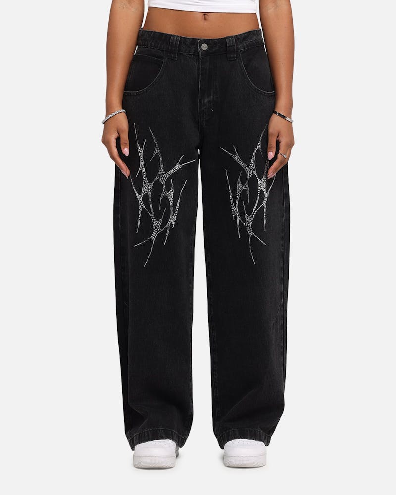 Saint Morta Amplus Tribal Rhinestone Jeans Black Shadow thumbnail - 0