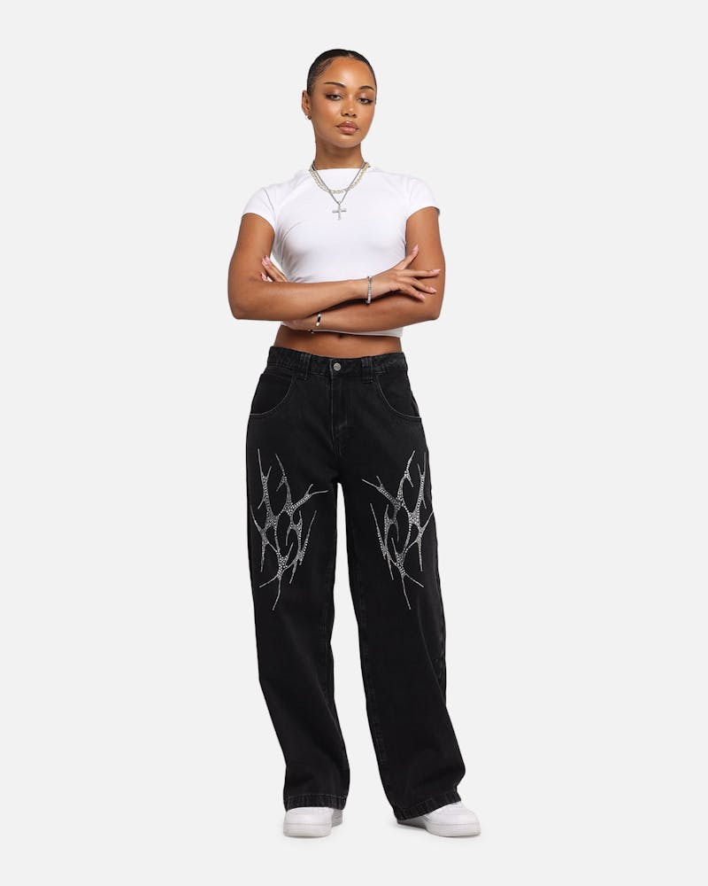 Saint Morta Amplus Tribal Rhinestone Jeans Black Shadow thumbnail - 1