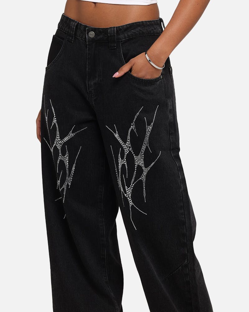 Saint Morta Amplus Tribal Rhinestone Jeans Black Shadow thumbnail - 2