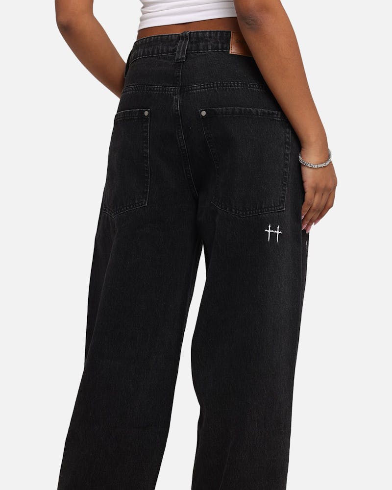 Saint Morta Amplus Tribal Rhinestone Jeans Black Shadow thumbnail - 3