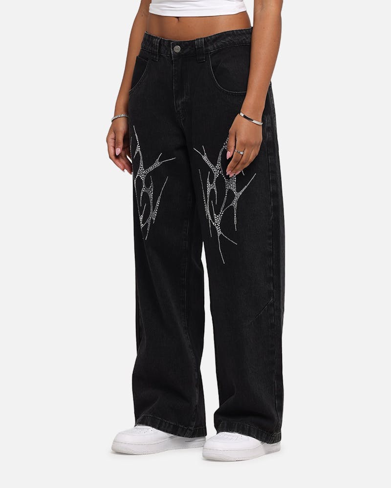 Saint Morta Amplus Tribal Rhinestone Jeans Black Shadow thumbnail - 4