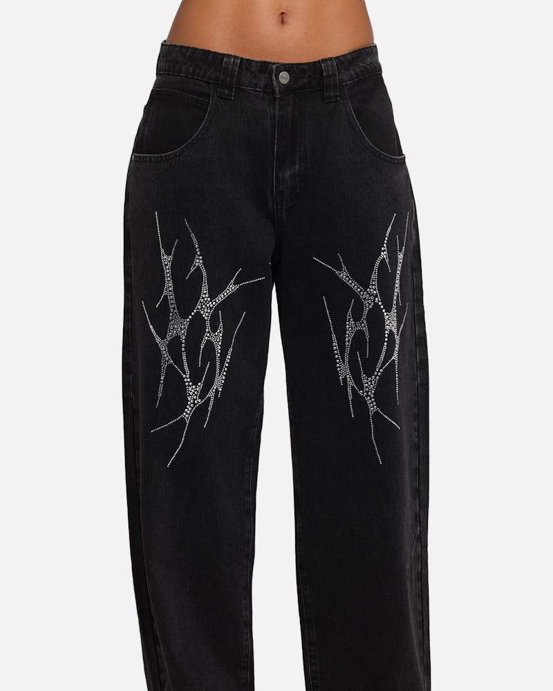 Saint Morta Amplus Tribal Rhinestone Jeans Black Shadow thumbnail - 6