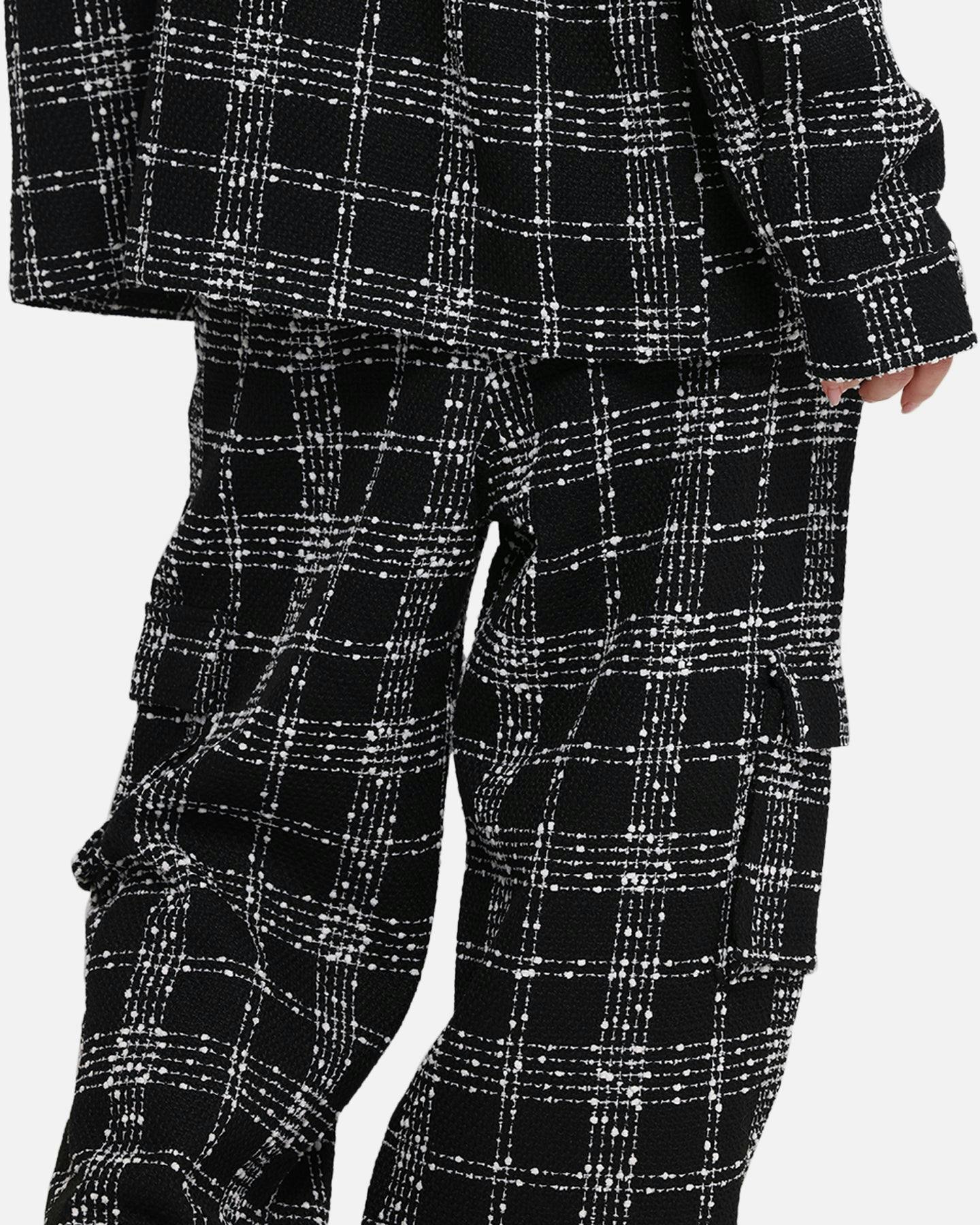 XXIII Boucle Tweed Cargo Pants Black/White