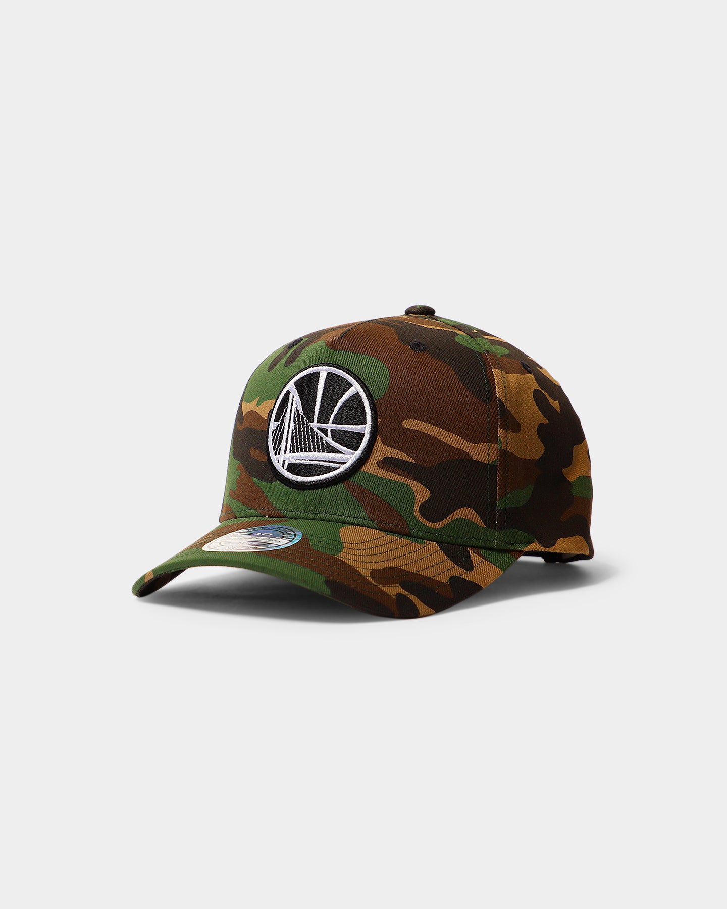 Mitchell /& Ness Camo Logo 110 Snapback Golden State Warriors Black