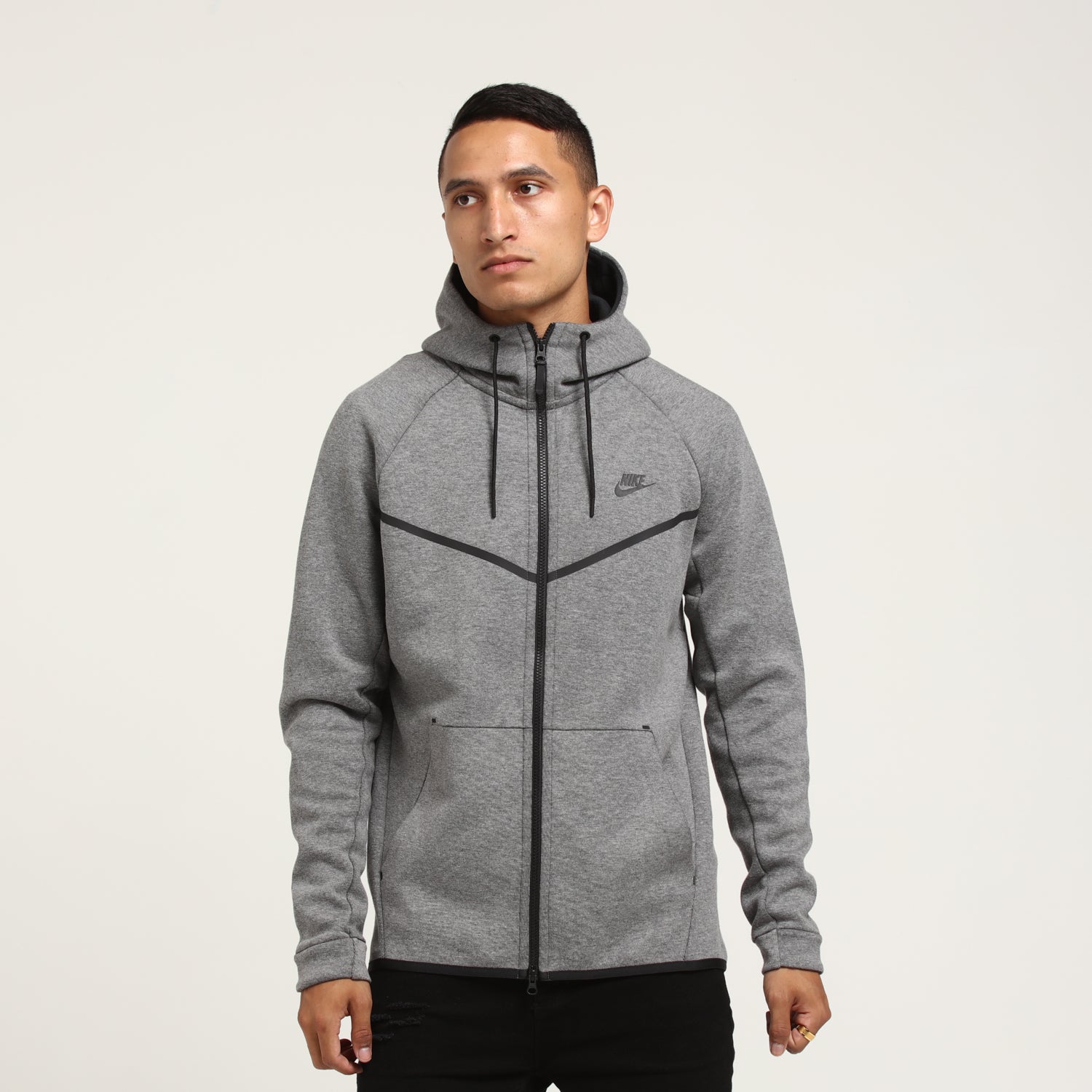 dark grey tech fleece hoodie