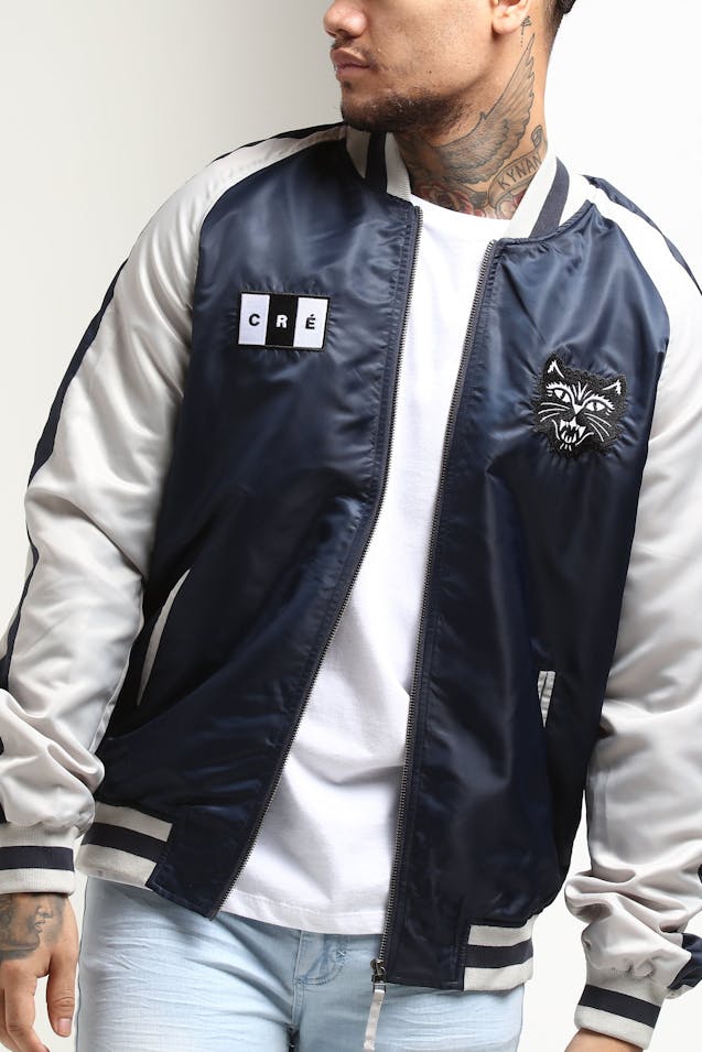 Carre Felin Souvenir Varsity Jacket Navy Grey Culture Kings