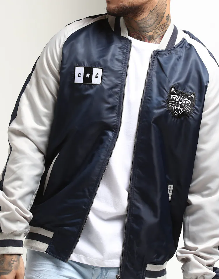 Carre Felin Souvenir Varsity Jacket Navy Grey Culture Kings