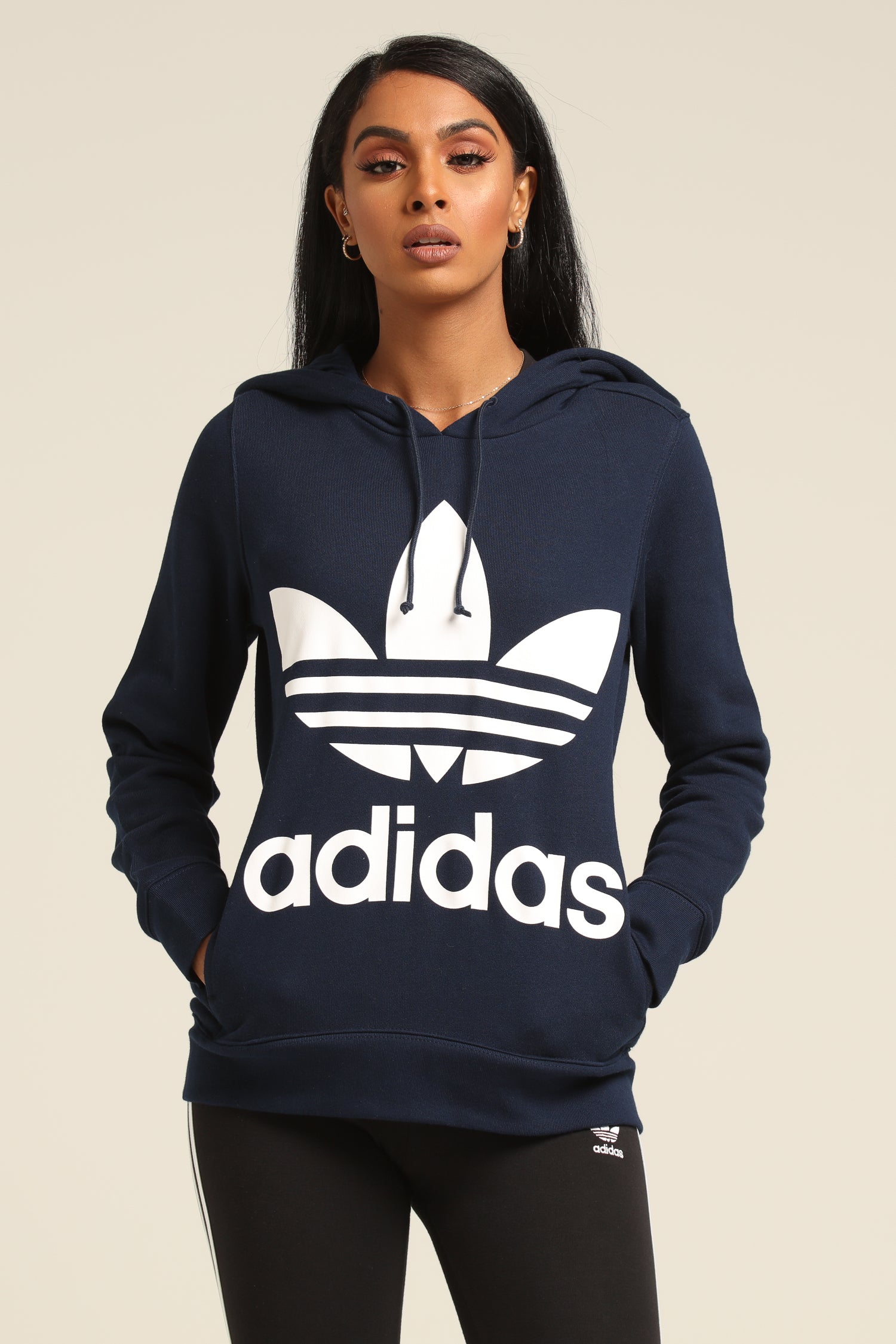 navy adidas hoodie womens