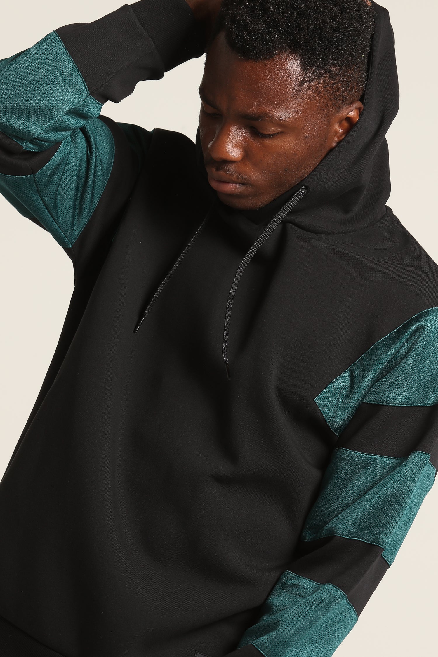 adidas eqt hoodie with striped sleeves in green