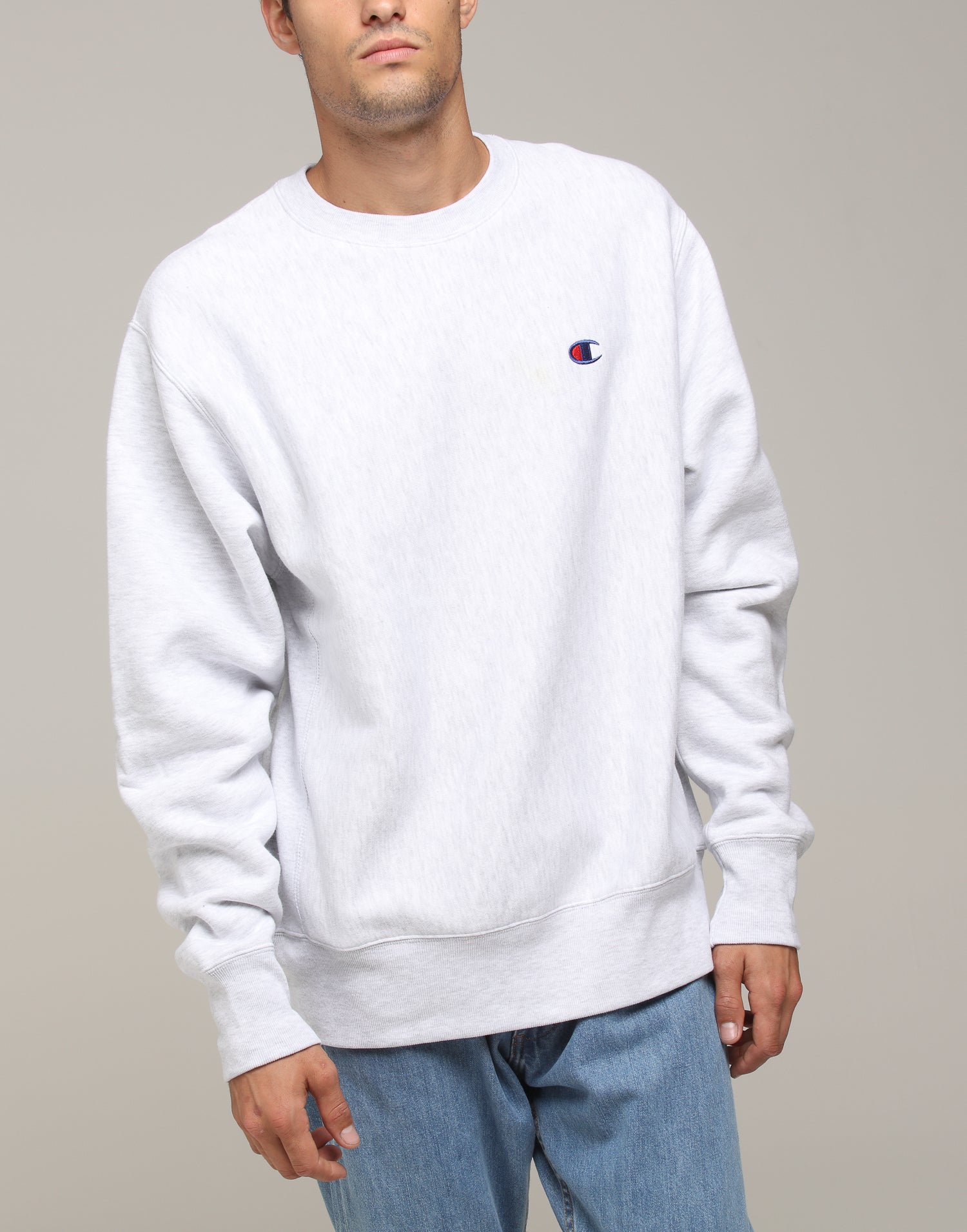 champion reverse weave crew white