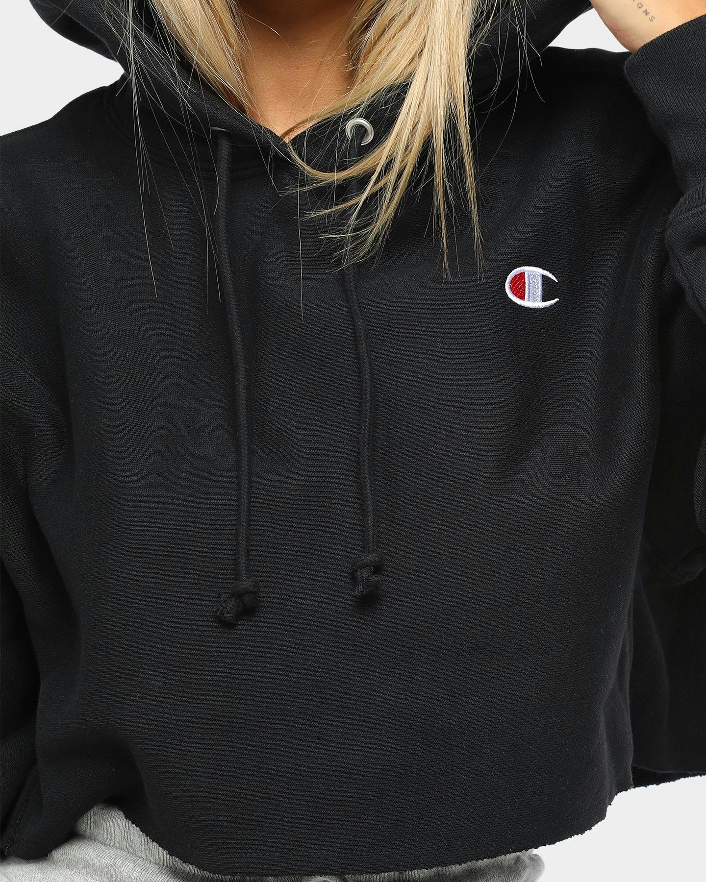 Champion Women's Reverse Weave Cropped Cut Off Hoodie Black | Culture Kings