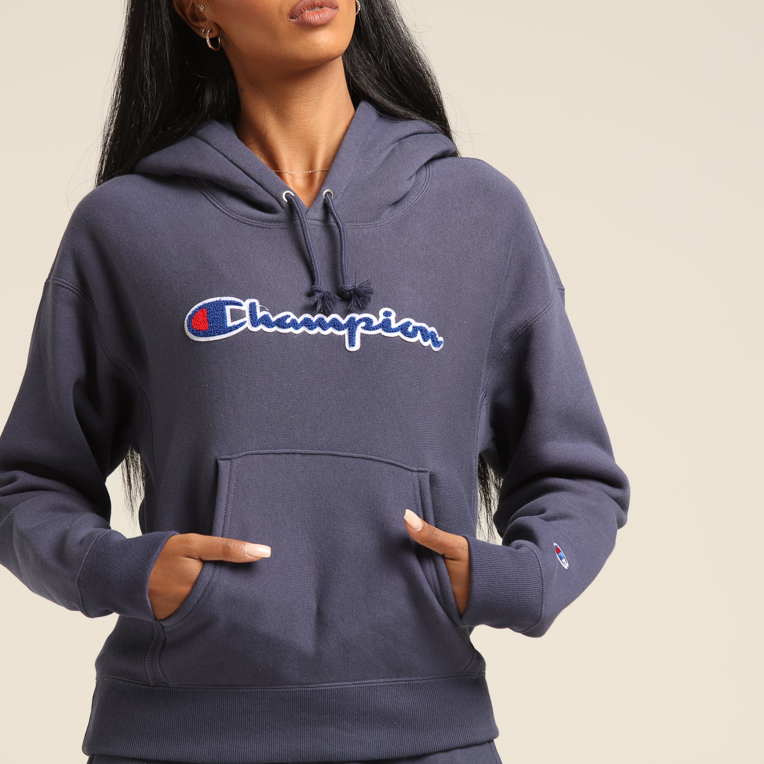 champion reverse weave international chain script hoodie