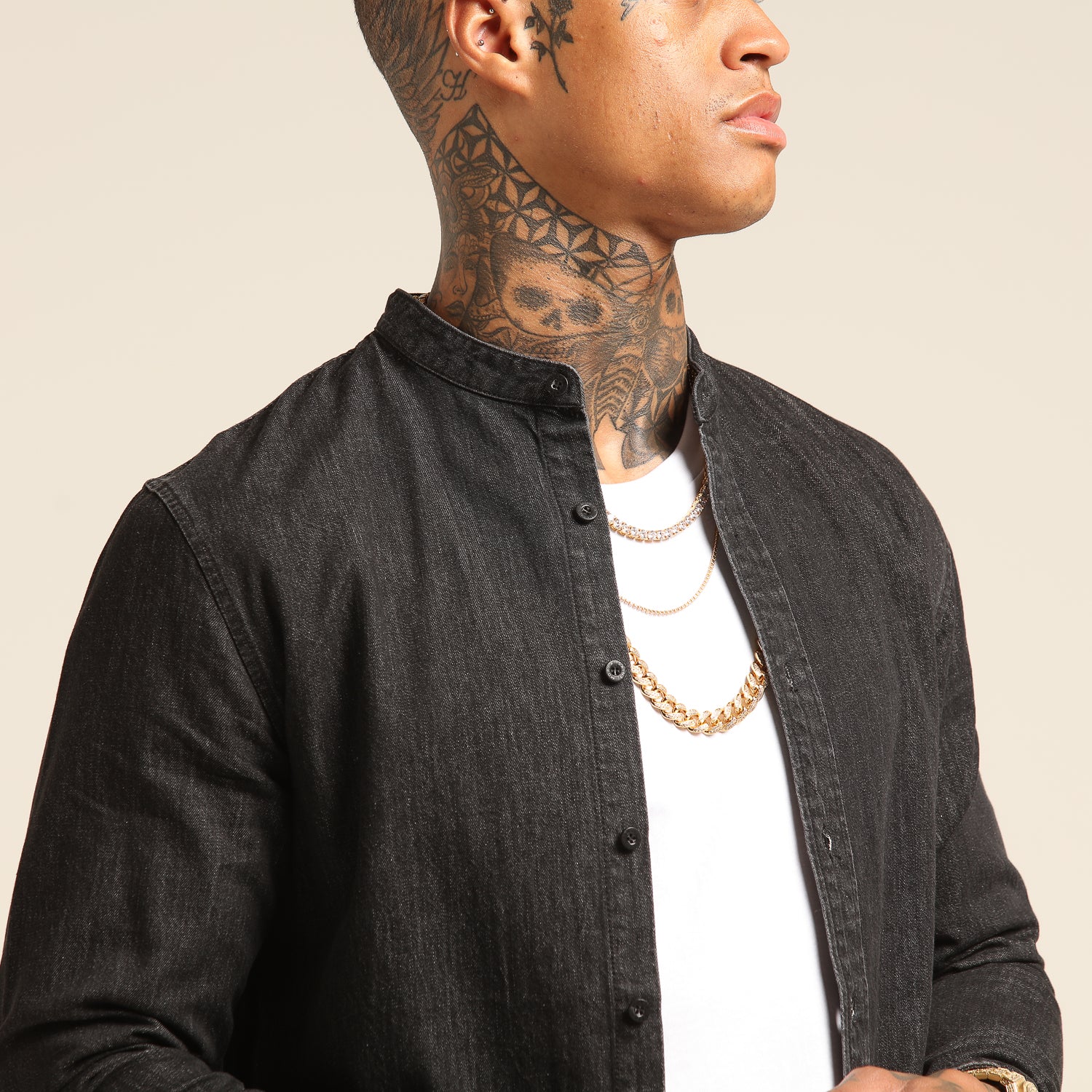 saint morta sherpa denim jacket black