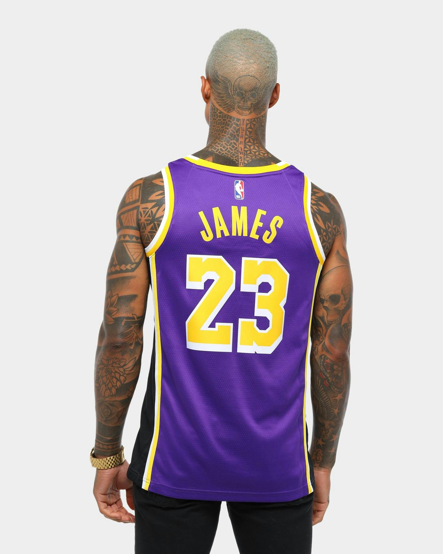 Nike Los Angeles Lakers Lebron James 23 Swingman Jersey Purple Yellow Black Culture Kings