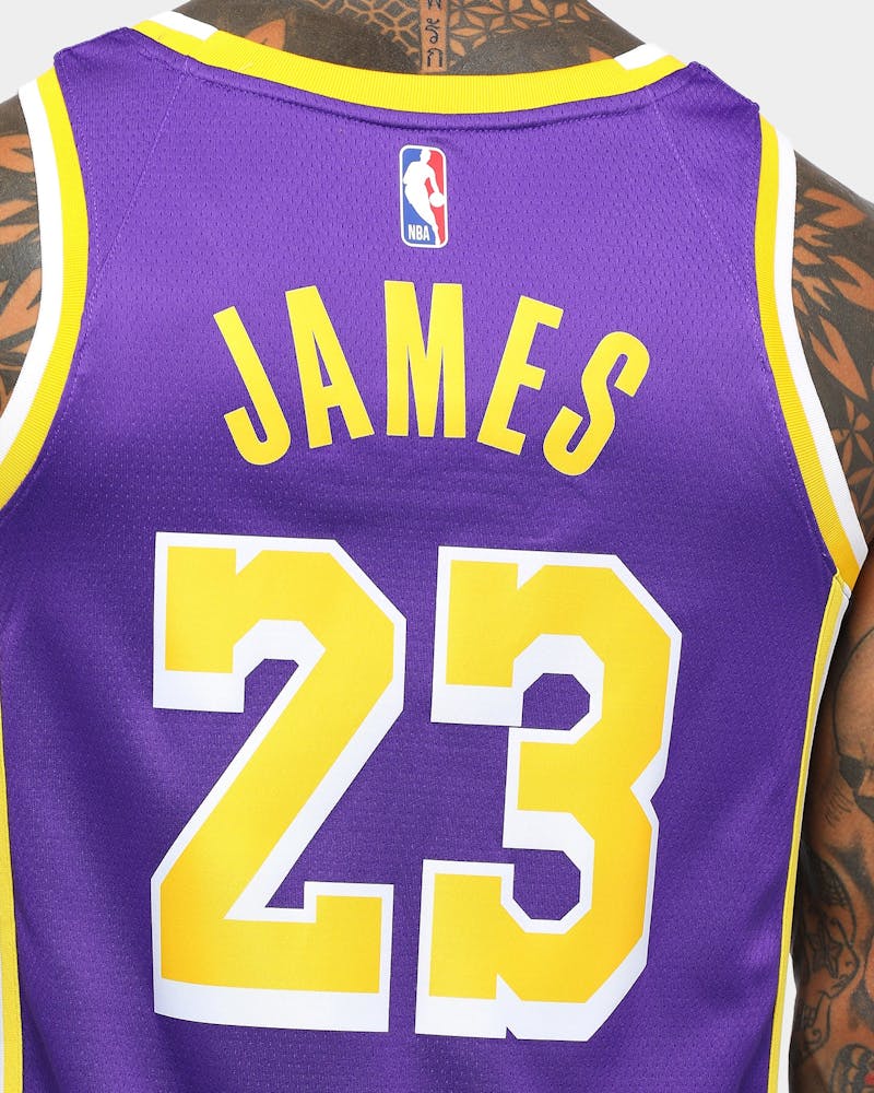 Nike Los Angeles Lakers Lebron James 23 Swingman Jersey Purple Yellow Black Culture Kings