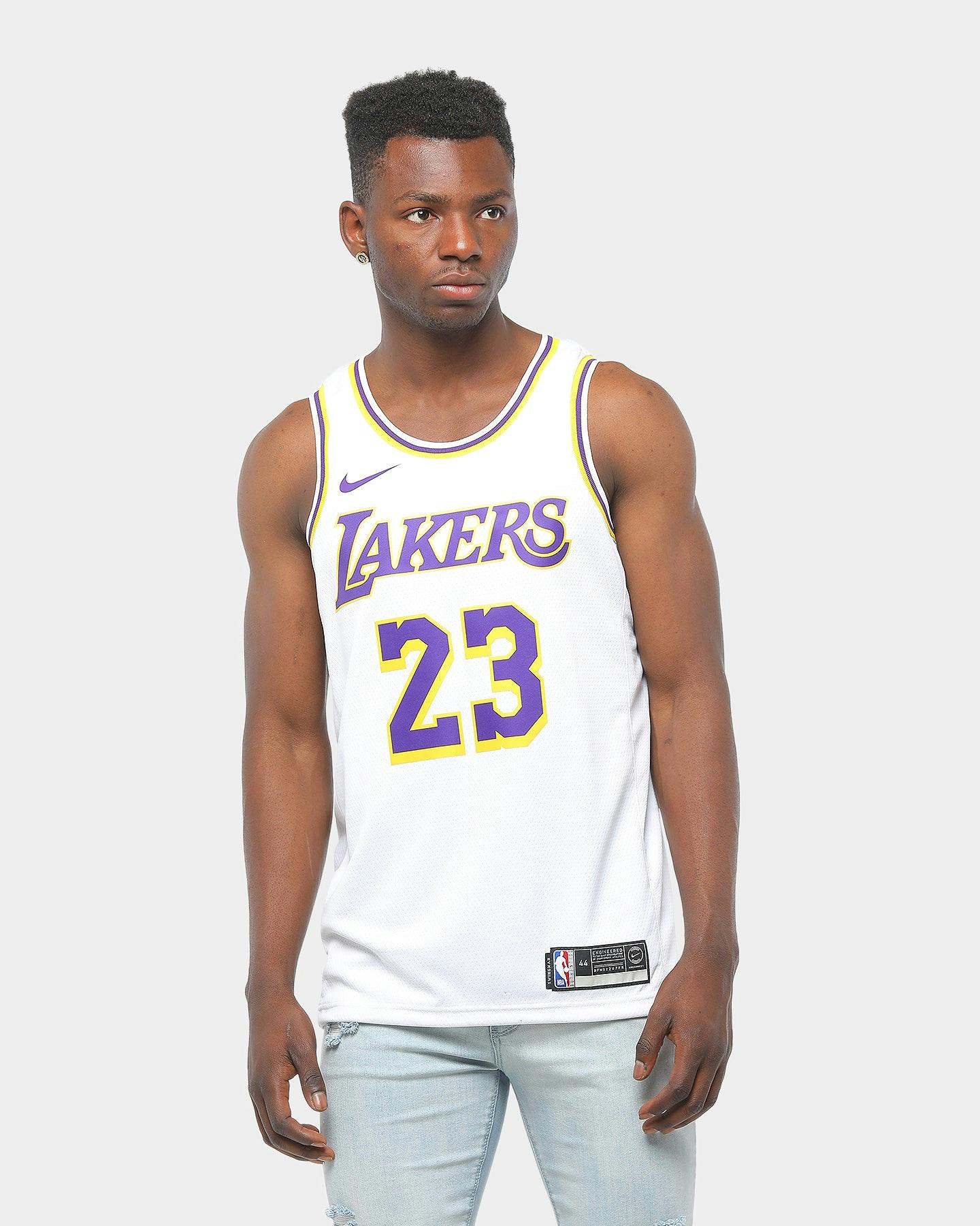 Nike Los Angeles Lakers Lebron James 23 Swingman Jersey White Yellow Purple Culture Kings