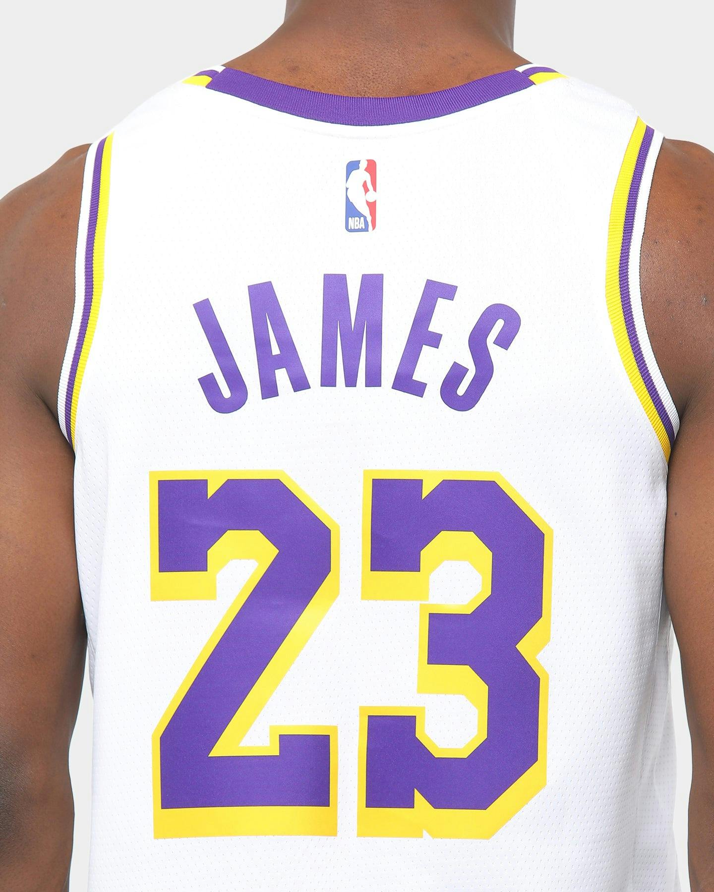 Nike Los Angeles Lakers Lebron James 23 Swingman Jersey White Yellow Purple Culture Kings