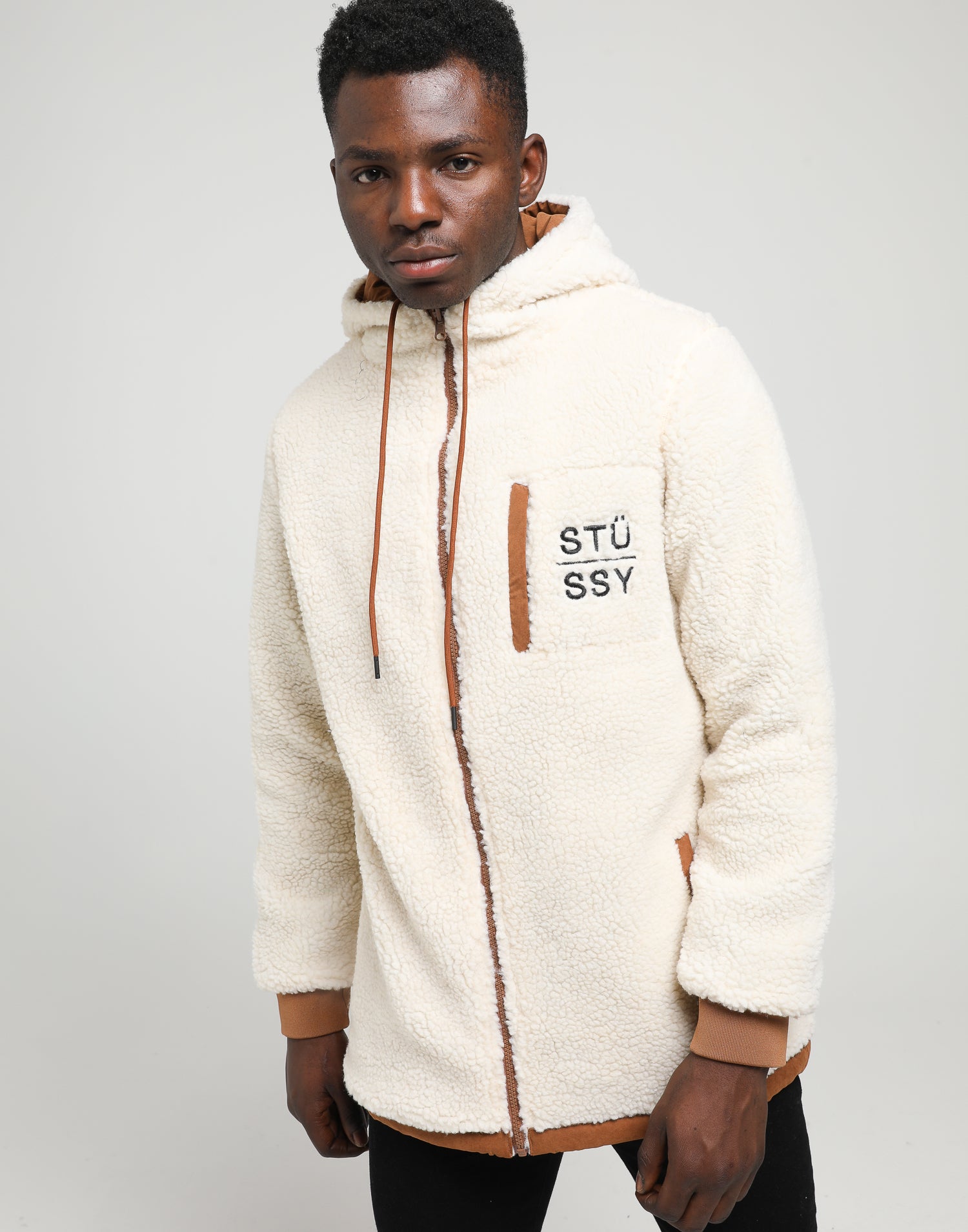 stussy hoodie cream