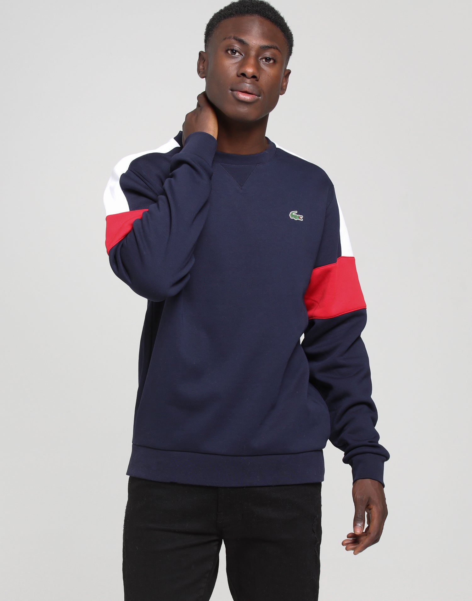 lacoste block crew sweatshirt