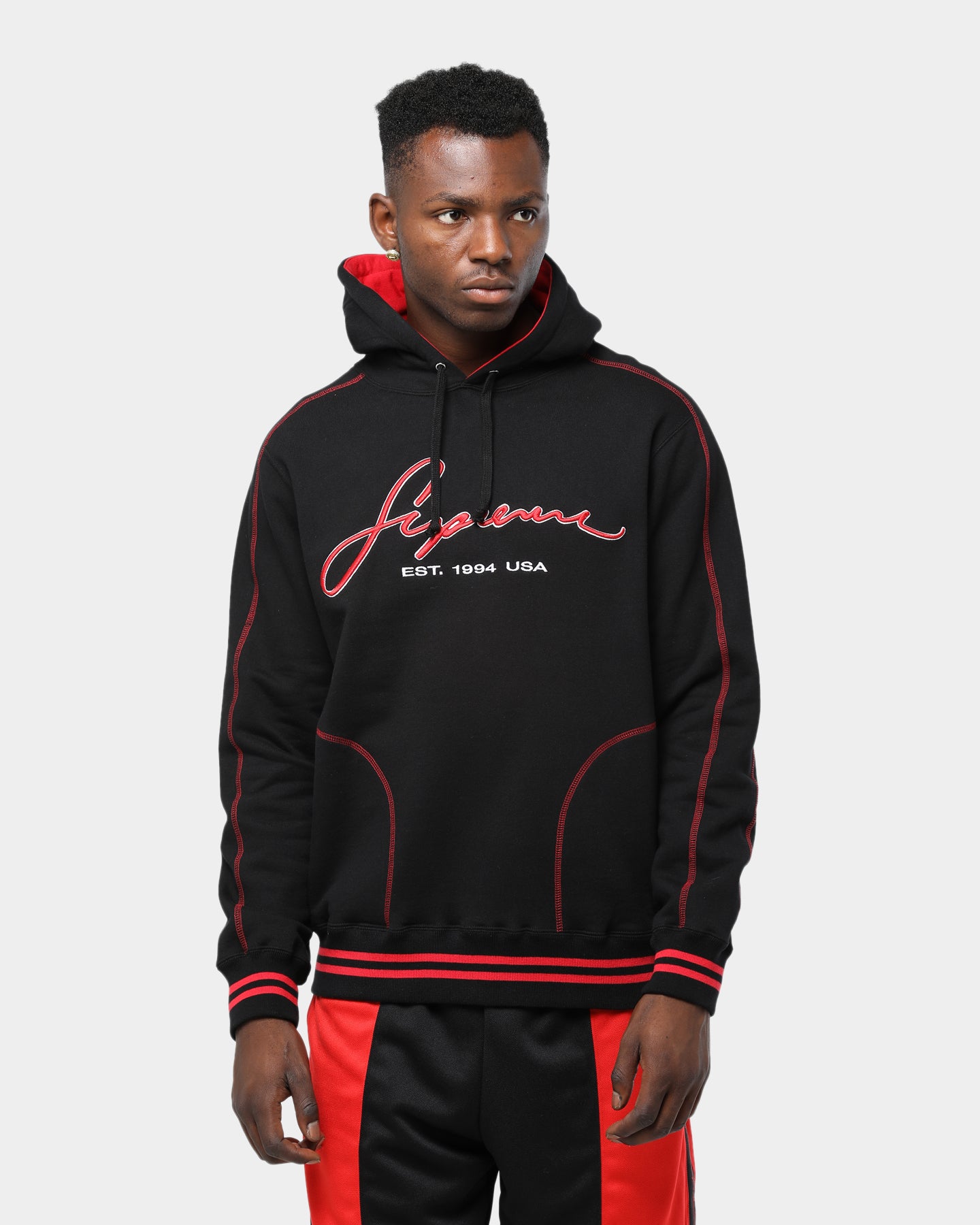 Supreme Contrast Embroidered Hooded Sweatshirt Online Deals, UP TO 