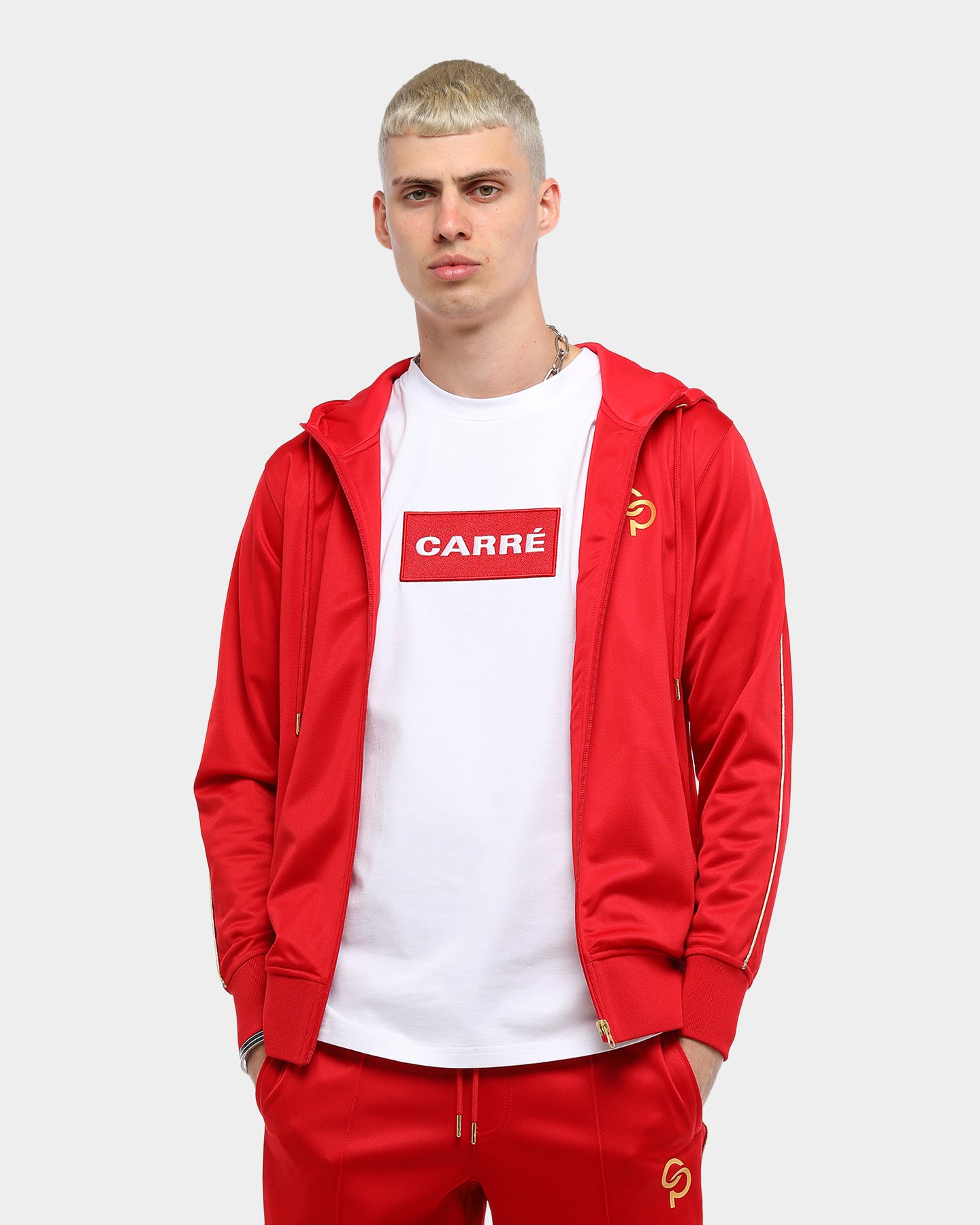 mens red hoodie zip