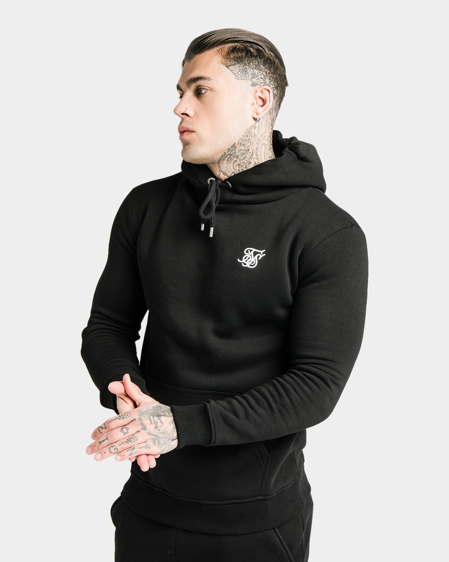 muscle fit black hoodie