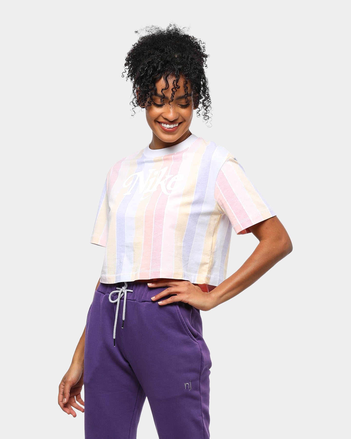 champion rainbow stripe cropped sweatshirt