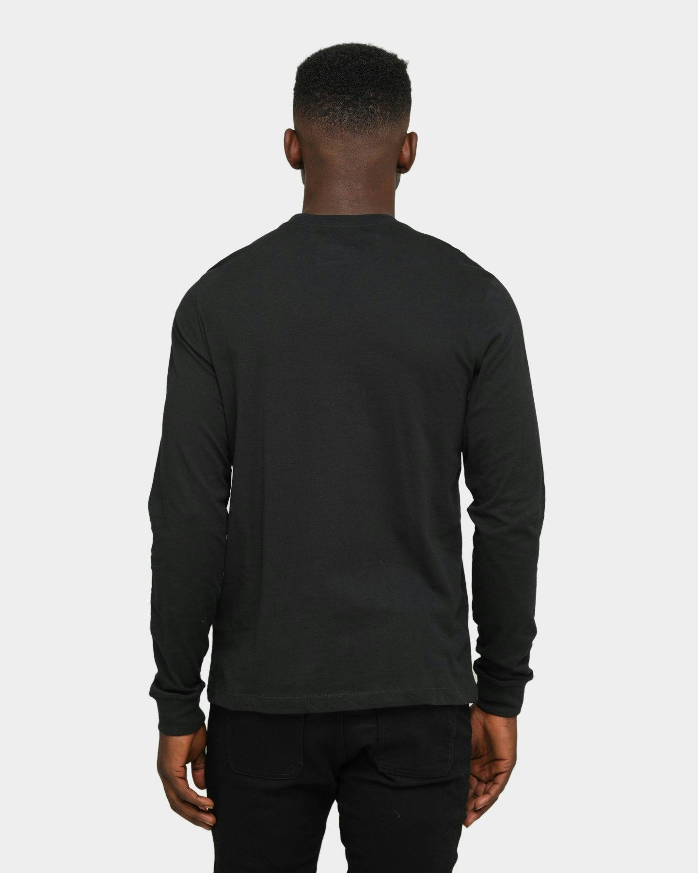 Nike Men's Nike Sportswear Club Long Sleeve T-Shirt Black/White ...