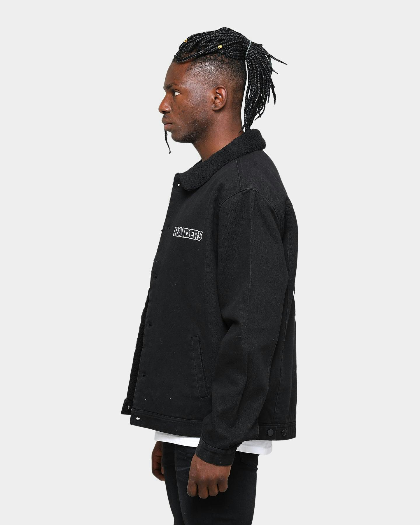 Majestic Athletic Men's Raiders MVP Sherpa Denim Jacket Black/White