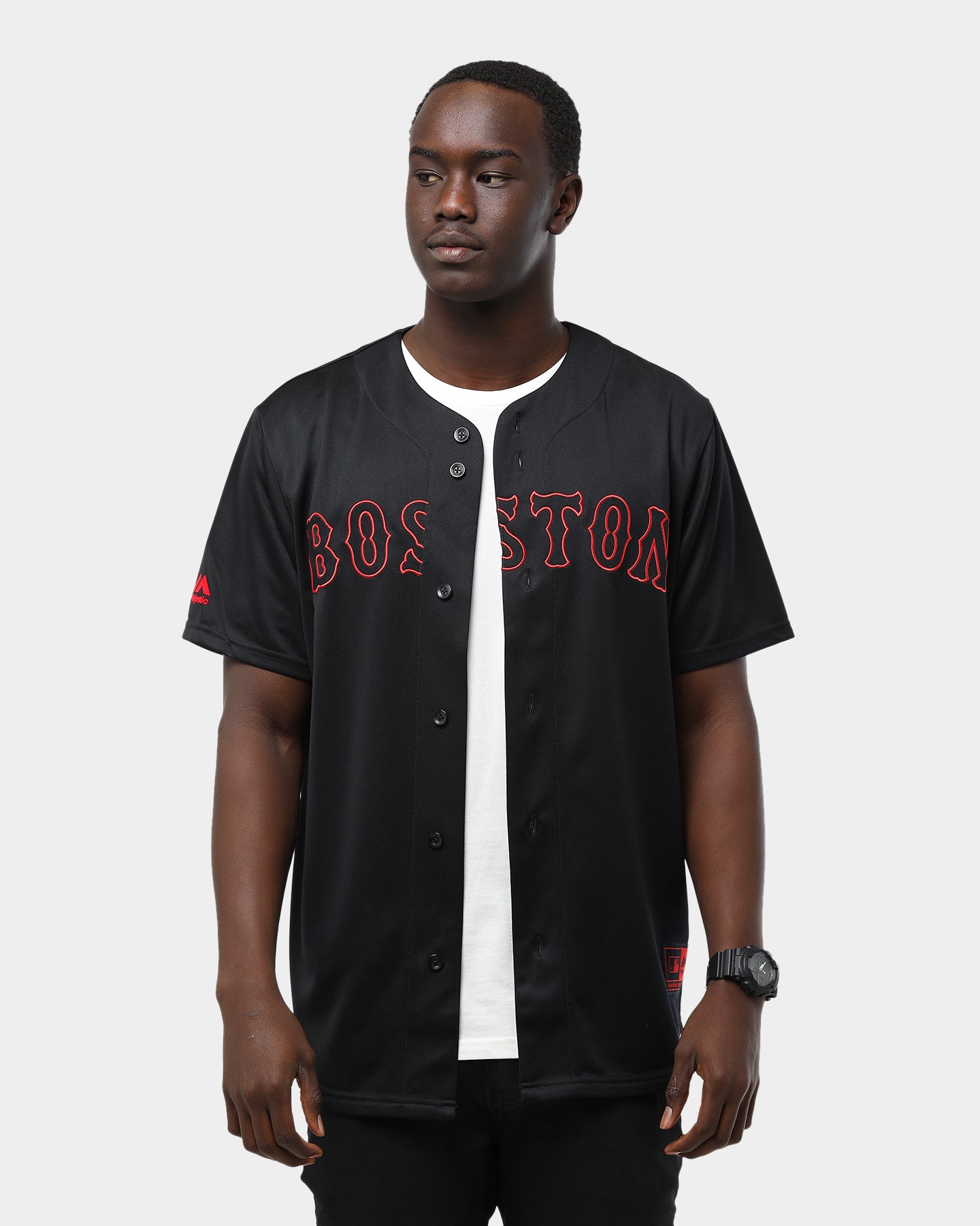 black and red red sox jersey