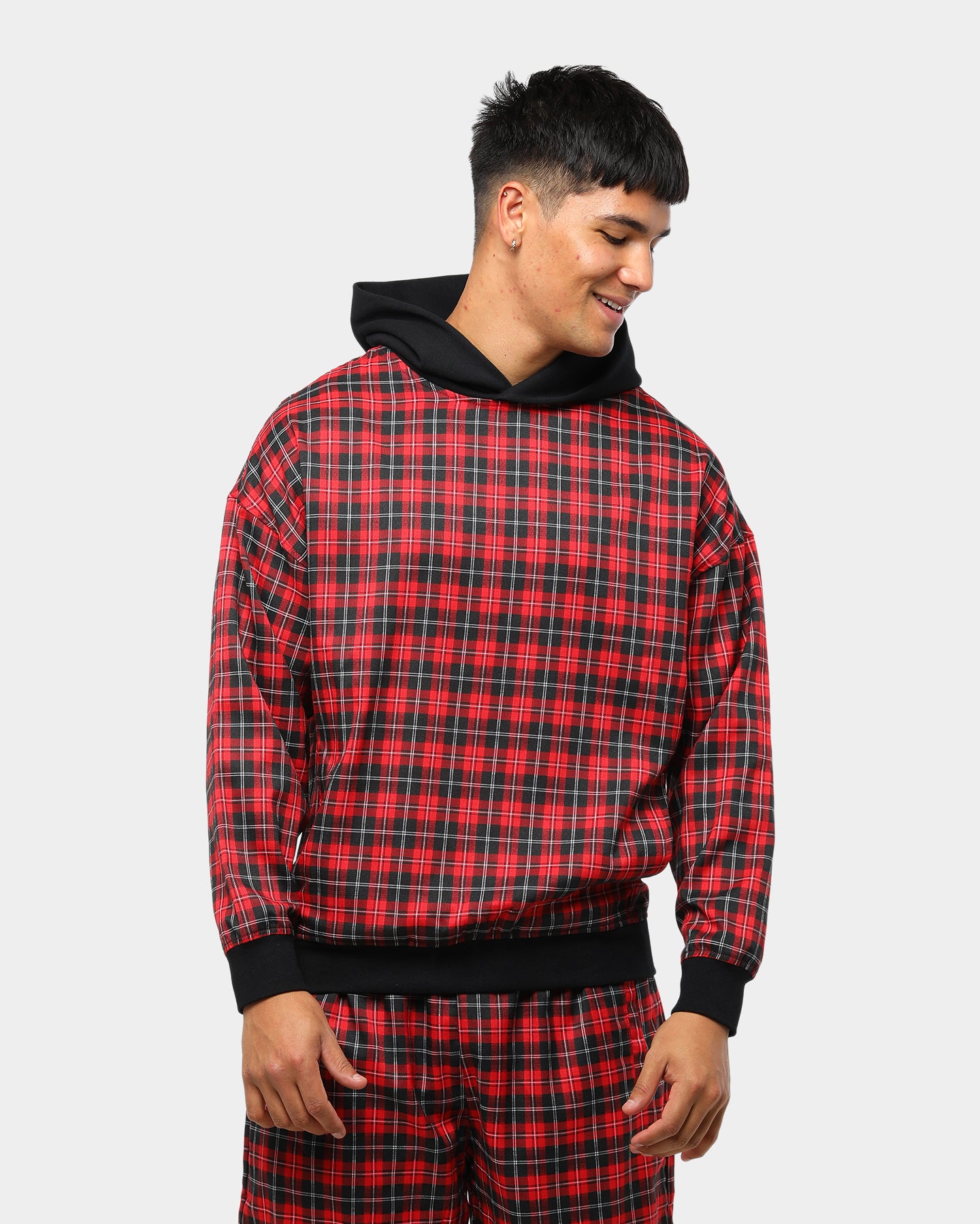 black and red plaid hoodie