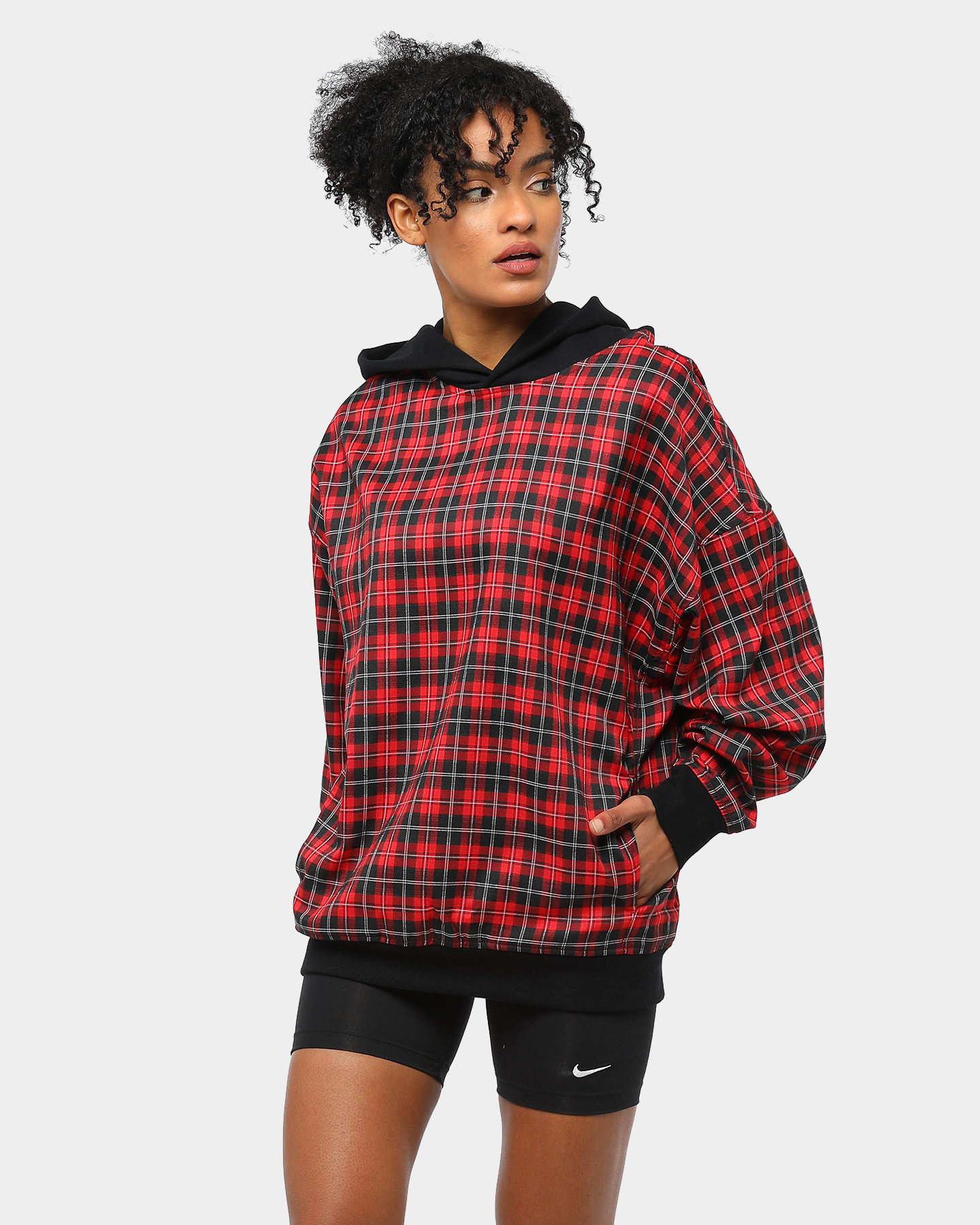 black and red plaid hoodie