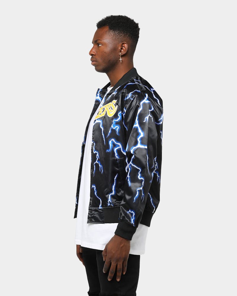 Mitchell Ness Los Angeles Lakers Lightning Satin Jacket Black Culture Kings