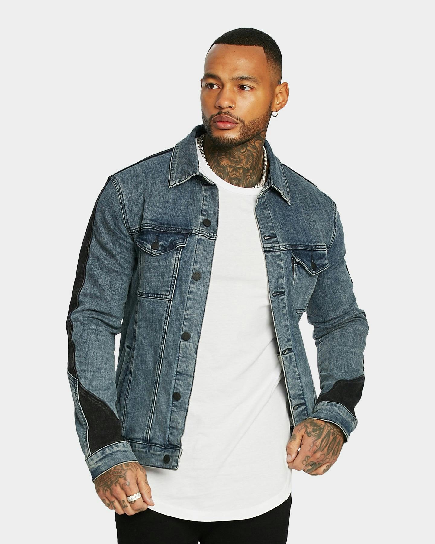 Saint Morta Remake Trucker Denim Jacket Indigo/Black | Culture Kings