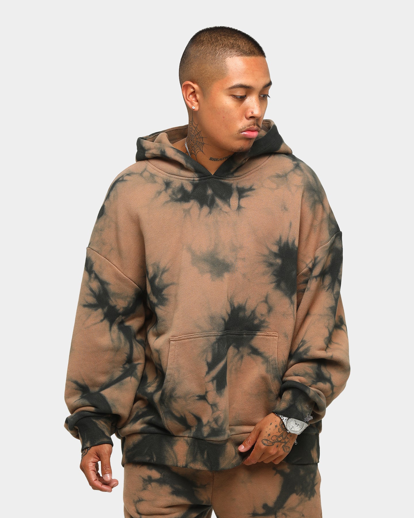 grey and black tie dye hoodie