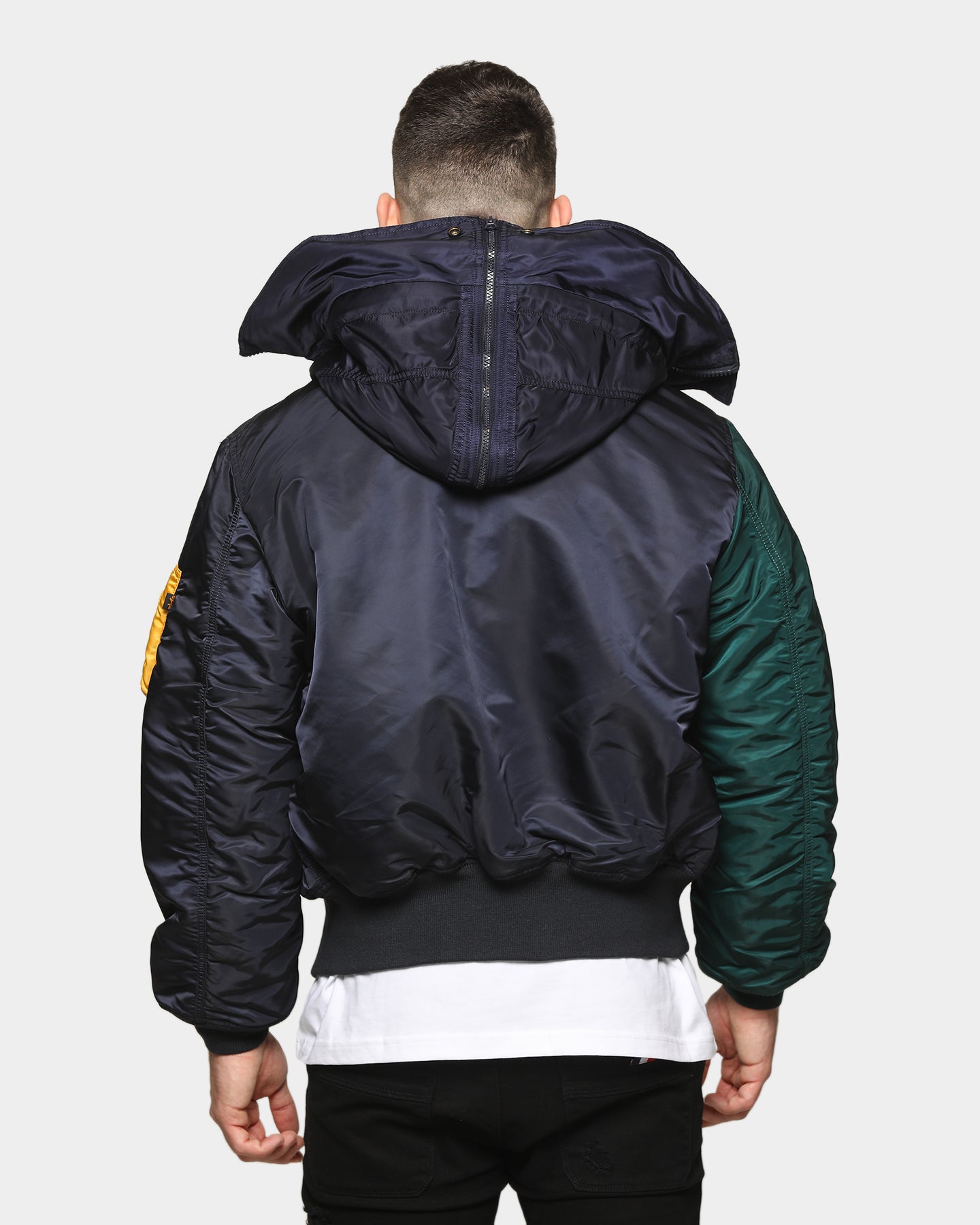 lacoste x alpha industries colorblock flight jacket