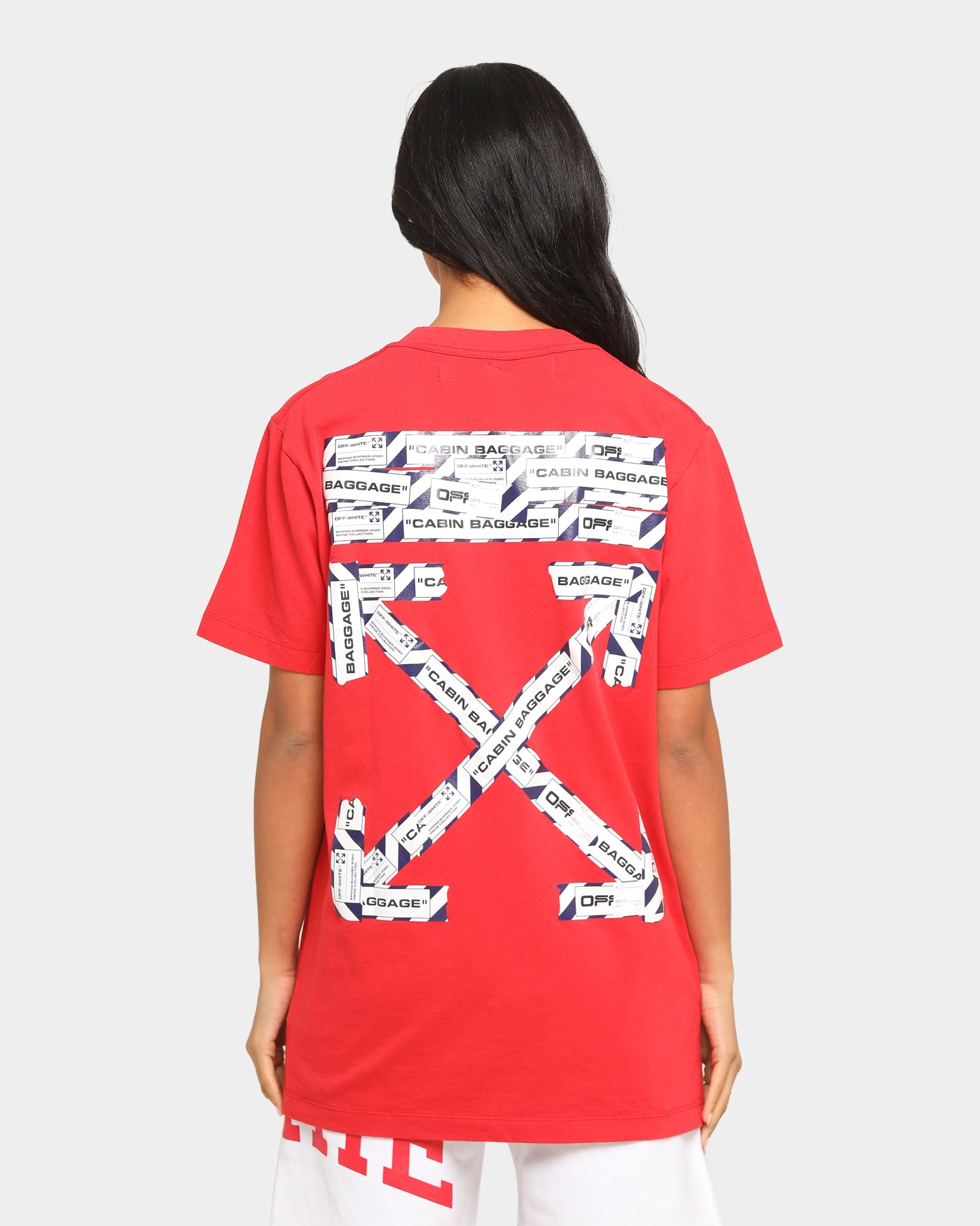 off white shirt red