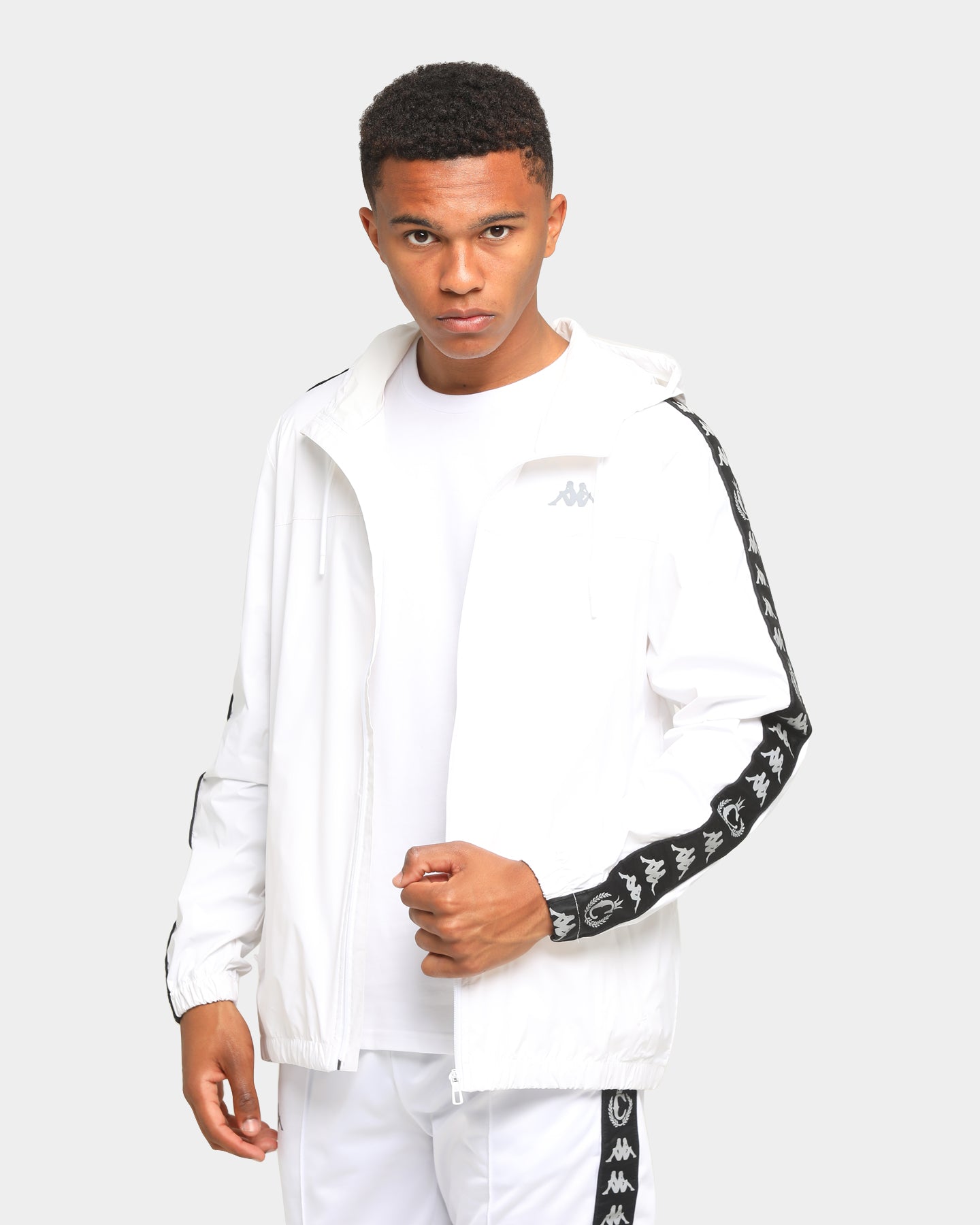 all white kappa tracksuit