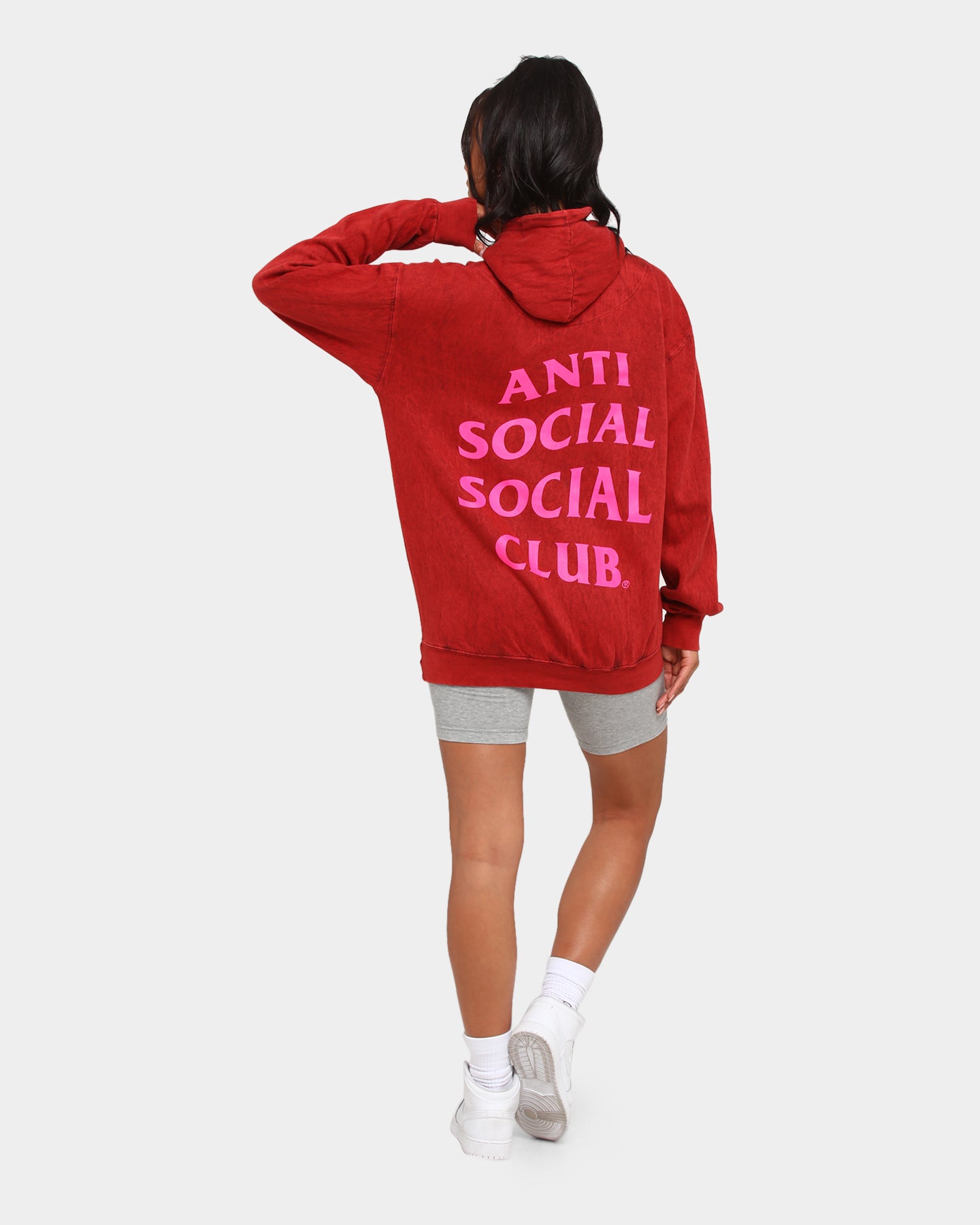 red anti social social club hoodie