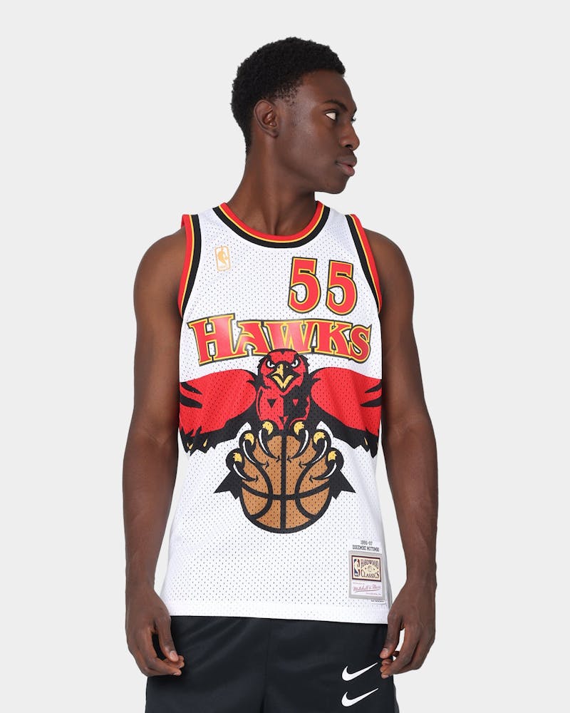 photo Atlanta Hawks Dikembe Mutombo Jersey mitchell ness atlanta hawks dikembe mutombo 96 97 nba swingman jersey white