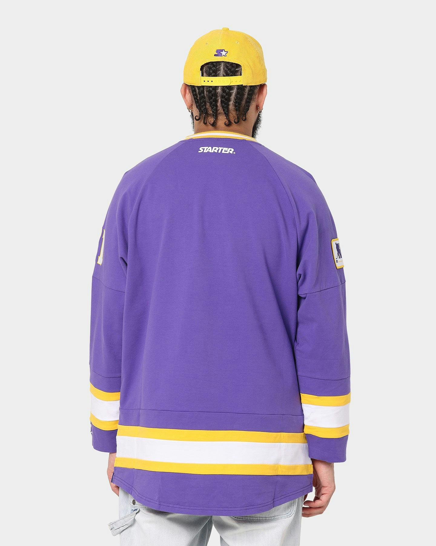 Starter Enforcer Warm Up Hockey Jersey Purple Yellow White 