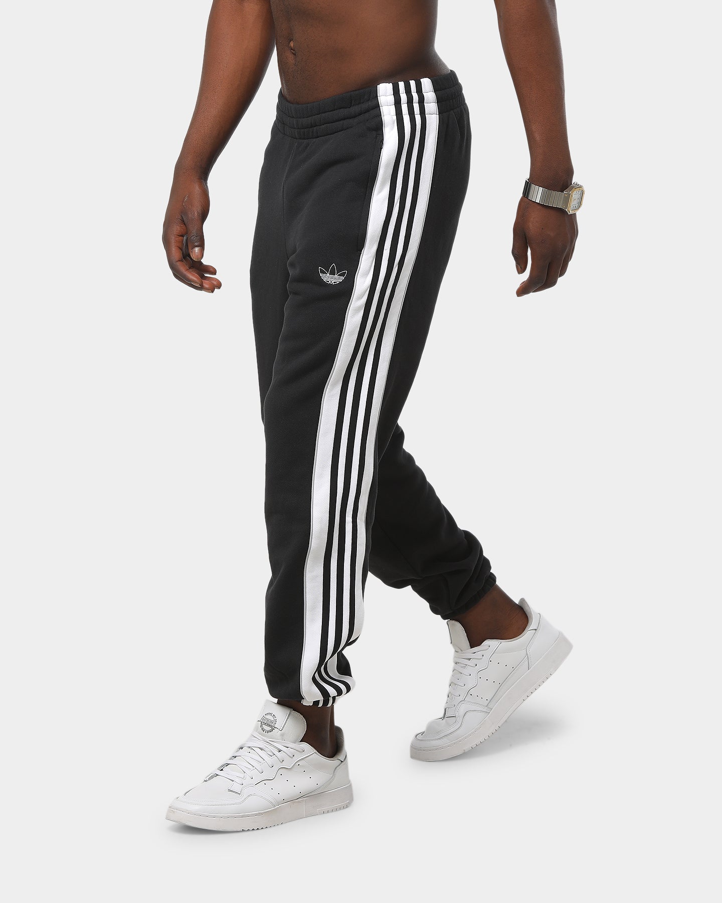 adidas white pants black stripes