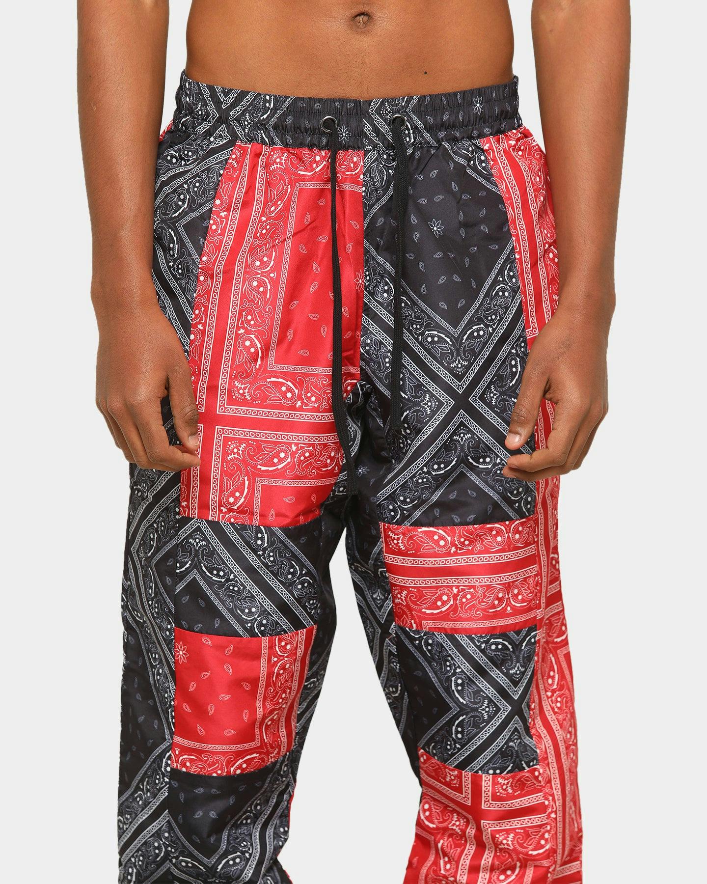 ENES Men's Patchwork Bandana Jogger Black/Red Culture Kings
