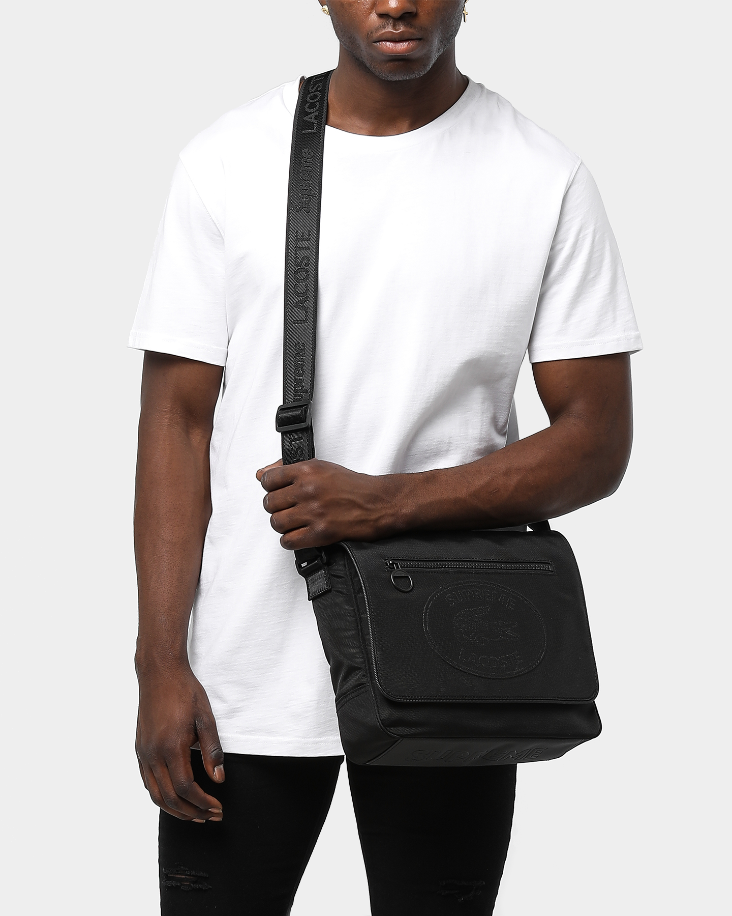 supreme lacoste shoulder bag black